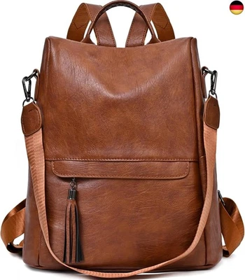 KESUDE Elegant Rucksack Damen Klein - Anti Diebstahl Lederrucksack 2 in 1 Cityrucksack