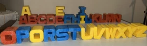 28 VTG 2 Inch Mattel Tuff Stuff ABC's Alphabet Letter Blocks 1971 EUC Clean - Picture 1 of 4