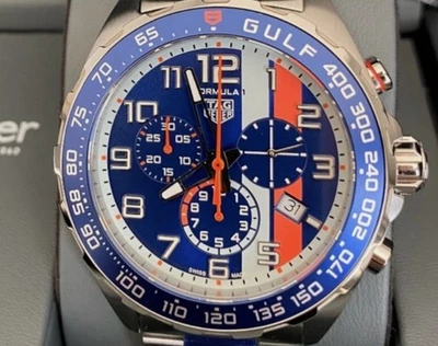 TAG HEUER Formula 1 X Gulf Quartz 43MM CHRONO SS Men's Watch CAZ101AT.BA0842 - Image 1 of 4