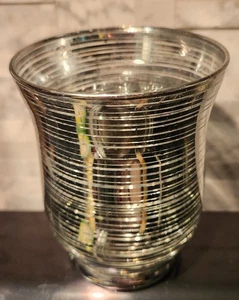 Teelicht Votivkerzenhalter Silber Glitzer Wirbel Weihnachten Glas - Bild 1 von 2