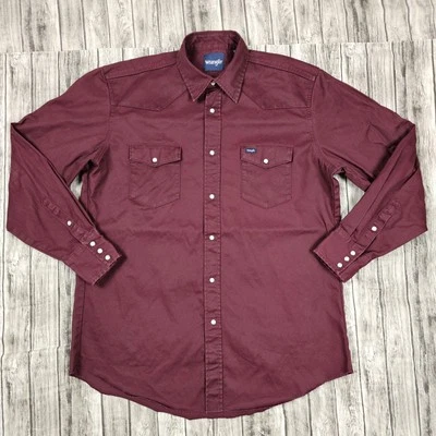 Camisa Vaquera Para Hombres XLT De Colección Wrangler Brushpopper Perla A Presión Western Púrpura  Foto 1 de 4