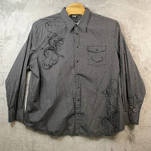 Men's Size 4XL Gray Pearl Snap Western Shirt Swirl Design - Picture 1 of 10