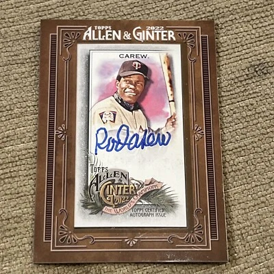 2022 Topps Allen & Ginter Rod Carew Mini Framed Auto #MA-RC Auto HOF Twins - Image 1 of 2