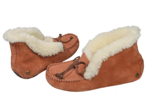 UGG Alena Bootie Shoes Moccasins Slippers 6 Sheepskin Spice Suede Shearling - Picture 1 of 10