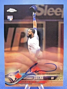 2018 TOPPS CHROME #RA-RU RICHARD URENA AUTO SIGNED TORONTO BLUE JAYS ROOKIE RC - Picture 1 of 2