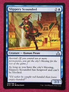 Magic The Gathering RIVALS OF IXALAN SLIPPERY SCOUNDREL blue card MTG - Picture 1 of 2
