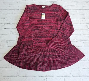 Women's Size Medium Style&co Bell Sleeve Marled Knit Sweater In Red-NWT - Picture 1 of 12