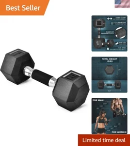 Durable Rubber Grip Encased Hex Dumbbell, 10lbs - Ideal for Full Body Workouts - Picture 1 of 9