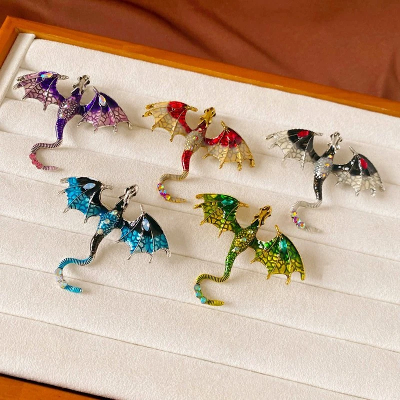 Precioso Broche Prendedor Dragón Volador Esmalte Cristal Mujeres Disfraz Joyería Fiesta Regalo Foto 1 de 4