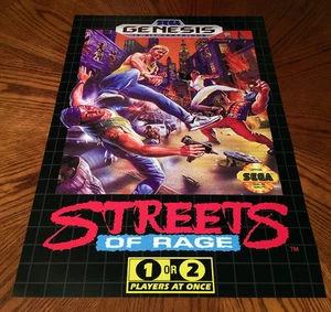 Streets Of Rage Sega Genesis box case art retro video game 24" poster print - Picture 1 of 4