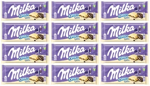 12 MILKA OREO WHITE Alpine Milk Chocolate Bars with Cookie Filling 100g - Picture 1 of 6