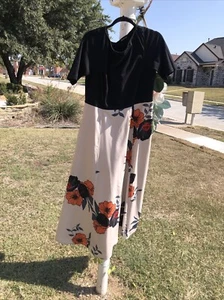 eShakti Floral Print Colourblock Maxi Flair Dress/w Side Pockets/Liner SZ 1X-16W - Picture 1 of 15