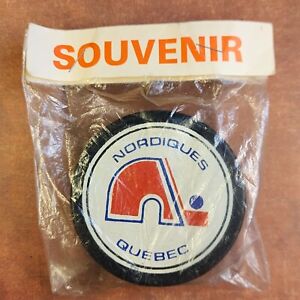 3-03-24 . puck vintage souvenir in sealed bag nhl quebec nordiques