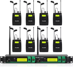 FULODE Wireless In Ear Monitor System 2 Kanal 8Bodypacks 330’ Wireless RANGE - Bild 1 von 8