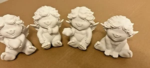 4 weiße Engel aus Polyresin, sitzend, ca.8x7,5cm, 4 Arten, Weihnachten - Bild 1 von 6