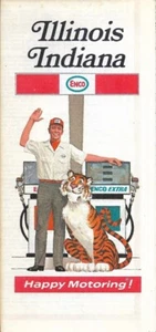1970 ENCO HUMBLE OIL Road Map ILLINOIS INDIANA Terre Haute Chicago Springfield - Picture 1 of 4