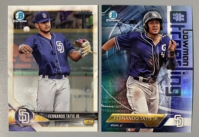 Two 2018 Bowman Chrome Fernando Tatis Jr Trending #FT & Chrome Base #BCP114 - Image 1 of 2