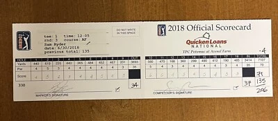 2018 Quicken Loans Used Scorecard Sam Ryder - Rickie Fowler Marker Auto PGA - Image 1 of 2