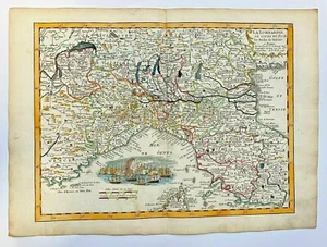 LOMBARDY ITALY GULF OF GENOA 1743 by LE ROUGE ANTIQUE ENGRAVED MAP 18TH CENTURY - Picture 1 of 6