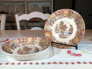 Vintage Nasco Mountain Woodland Bowls, Set Of Two, Made in Japan - Picture 1 of 7