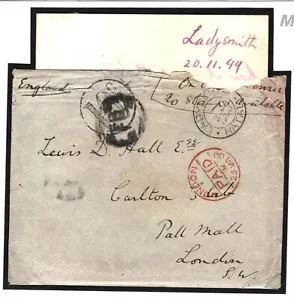 BOER WAR *SIEGE OF LADYSMITH* Cover 1899 Historic Letter Major Lewis Hall M102a - Picture 1 of 12