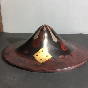 Edo Copper Samurai Jingasa – War Hat Helmet with Gold Crest, Japanese Military - Picture 1 of 4