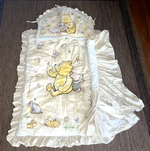 CLASSIC POOH 3 Piece Crib Set: Comforter, Headboard, Dust Ruffle Vintage USA - Picture 1 of 21