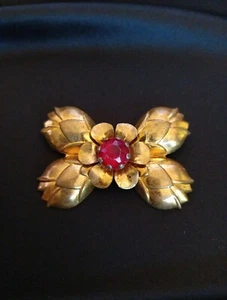Vecchia spilla edoardiana vintage ART NOUVEAU oro rosso unica - Foto 1 di 3