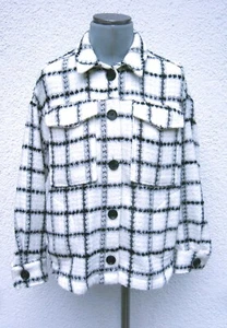 Hemd Bluse Shacket Overshirt Boucle schwarz grau weiß kariert 36 38 S Pimkie - Bild 1 von 2