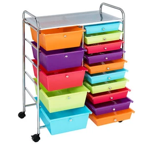 15 Drawer Rolling Carts Storage Rolling Opaque Office Home Multicolor Drawers - Picture 1 of 6