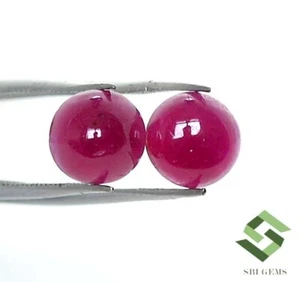 Par de cabujones redondos rubí natural de 7 mm 3,67 CTS piedras preciosas sueltas africanas sin tratar - Imagen 1 de 8
