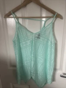 Primark Green Lace Strappy Top Size 12 - Picture 1 of 3