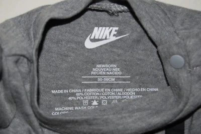 Nuevo con etiquetas Nike Infantil Niños Gris Jaspeado Just Do It LS Mameluco Largo Completo Talla Recién Nacido Foto 1 de 4