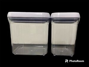 OXO Good Grips POP Set of 2 Containers Square 1.1 & 1.5 qt Rectangle Button Lid