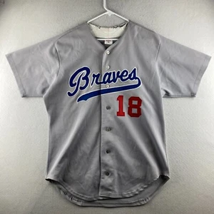 Vintage Wilson Braves Jersey Mens Size 46 XL Gray #18 USA Made Casual Comfort - Picture 1 of 23