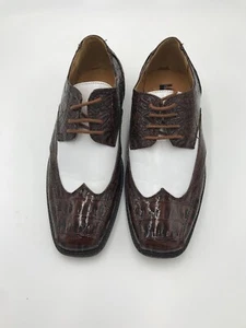 Felipe Stefano Boys Youth Dress Shoes Size 3M Brown/White LaceUp SquareToe - Picture 1 of 3