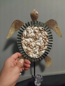 handmade ocean seaturtle shell wall hanger hook 11.5"x8.5" - Picture 1 of 4