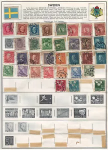 SWEDEN Regular & Coil Varieties Very Fine  Used Stamps Hinged on List : 2 Sides - Picture 1 of 6