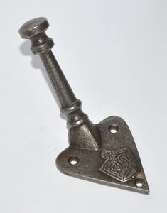 GUSS ANTIKES EISEN EINMANTELHAKEN Kunst & Handwerk 100 mm KRONE Vintage Repro - Bild 1 von 3