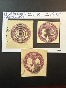 US Scott # U 348 (qty 3) Fancy Cancels 2024 Scott Catalogue Value $ 1.50 - Picture 1 of 3
