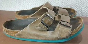 Birkenstock Größe 41 US Herren 8 Damen 10 braun Leder türkis Sohle - Bild 1 von 14