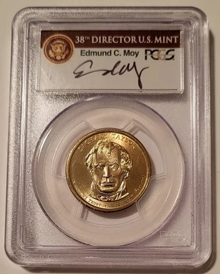 PCGS 2009 Zachary Taylor Presidential Dollar Error Missing Lettering MS66 Moy - Image 1 of 2