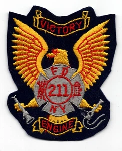 Patch Engine 211 Victory FDNY New York Fire Dept c1960 Eagle Crest Cut Edge 4x4" - Picture 1 of 3