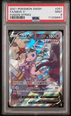 2021 Pokemon TCG SWSH Fusion Strike Mew V #251 Ultra Rare Mint PSA 9 - Image 1 of 4
