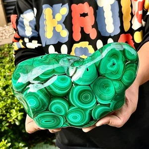 10.8LB Top Natural Polyocular Malachite Quartz Crystal Gloss Mineral Specimen - Picture 1 of 13