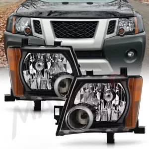 For 2005-2015 Nissan Xterra Black Headlights Headlamps Replacement Left+Right - Picture 1 of 6