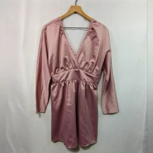 NEW Pretty Little Thing Mauve Satin Dress Women's 10 Pink Retro Casual Comfy - Picture 1 of 9