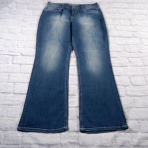 Maurices Boot Cut Medium wash Embroidered Mid Rise Womens Blue Jeans Sz 14 - Picture 1 of 11