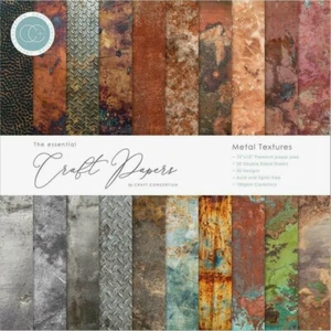 Craft Consortium Cardstock Paper Pad 12" X 12" 20 Designs Metal Textures New - Picture 1 of 3