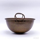 Vintage Messing Kochtopf Kugeltopf Topf Mandelröster mit Griffen | 27cm Ø